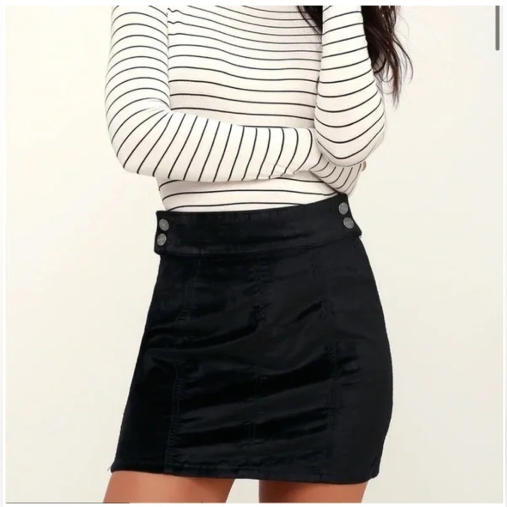 Free people black velvet mini skirt